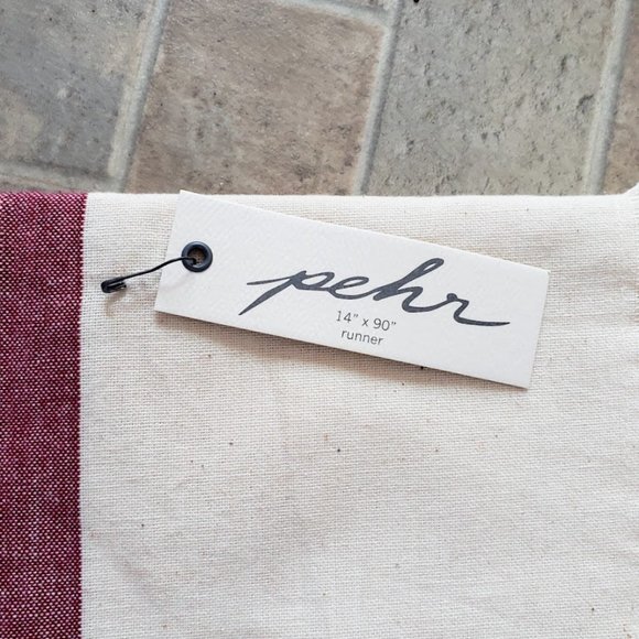 Pehr Table Runner 14 x 90 Chambray 100% Cotton Wine Natural Fringed NEW - Picture 3 of 6